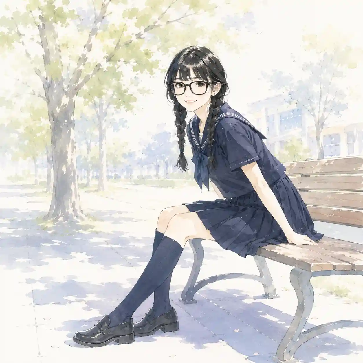 ベンチに座るモテる女子