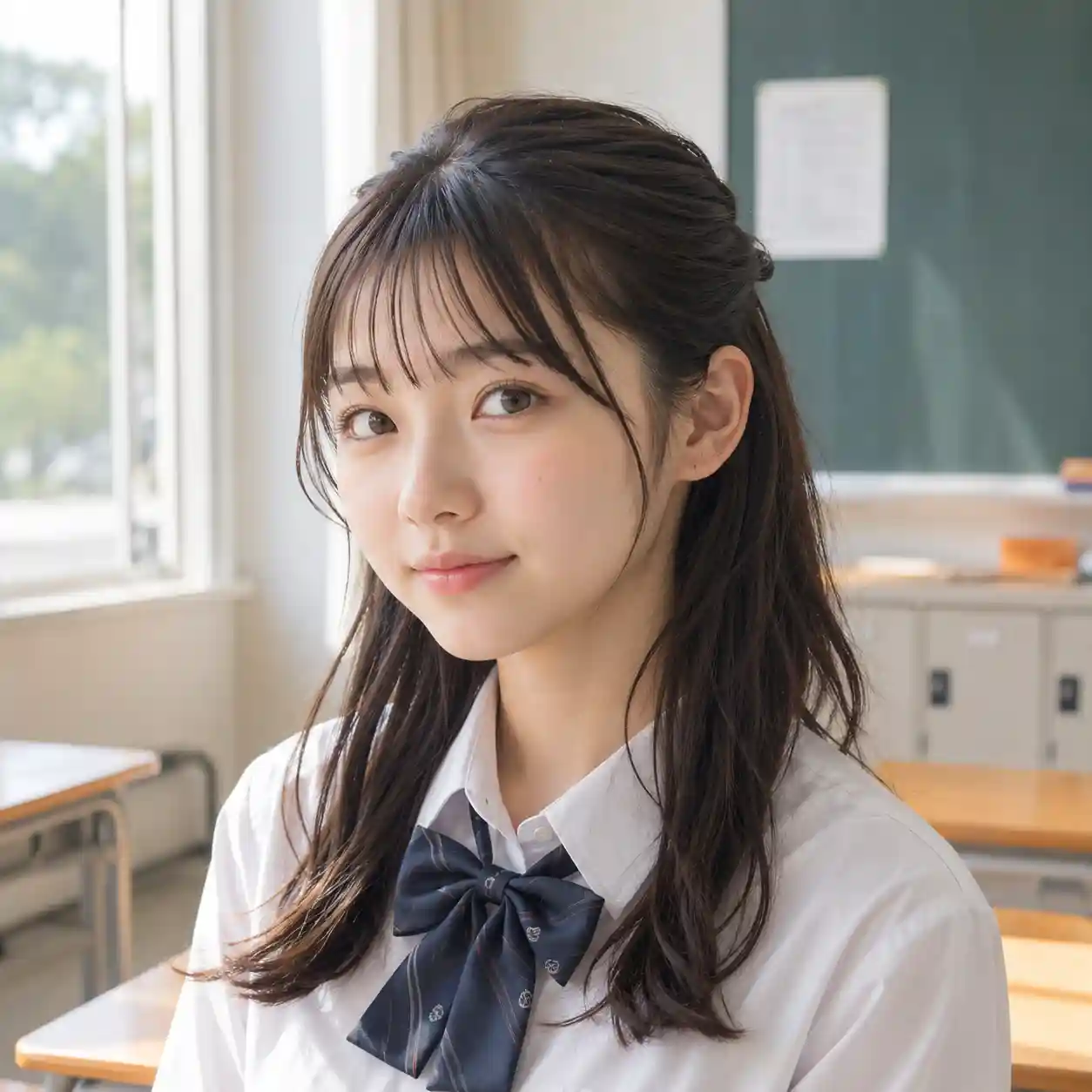 ハーフアップ女子