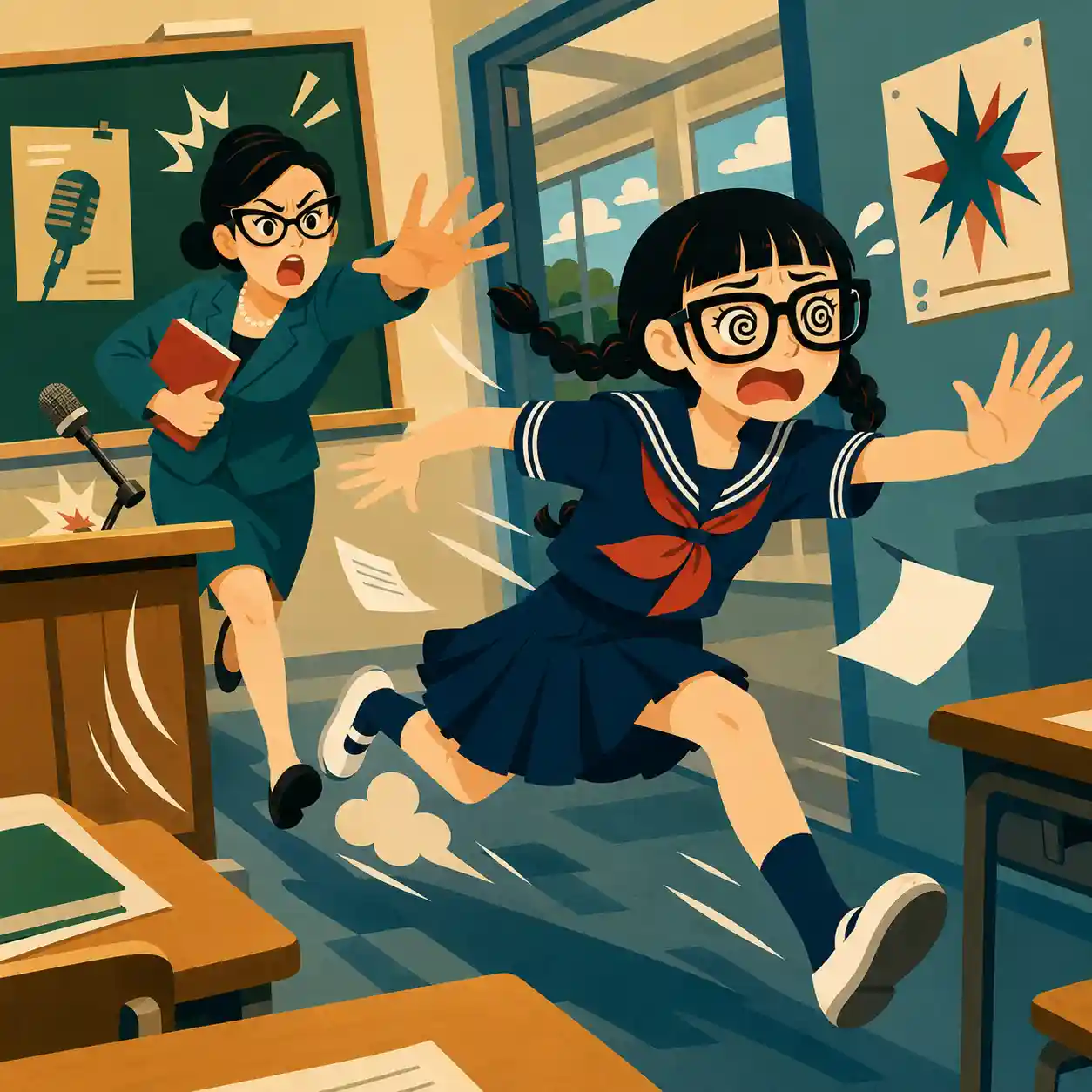 いつもスピーチから逃げる女子