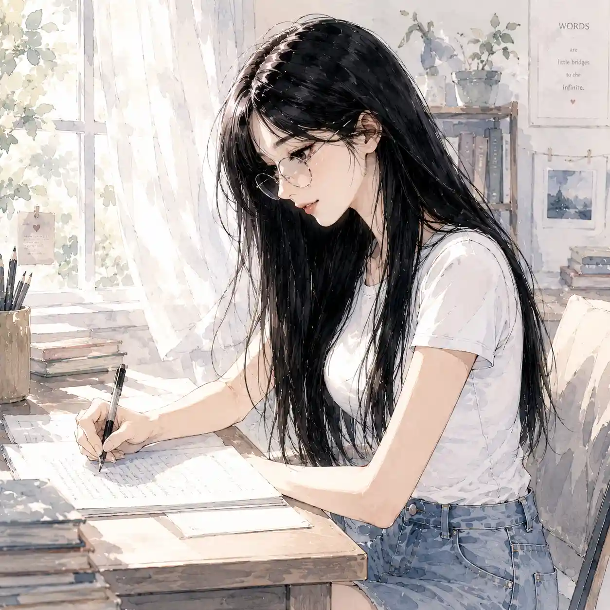 しっかり書いている女子