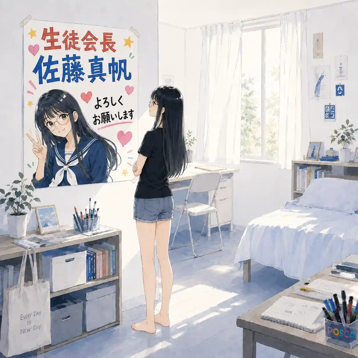 出来栄えを確認している女子