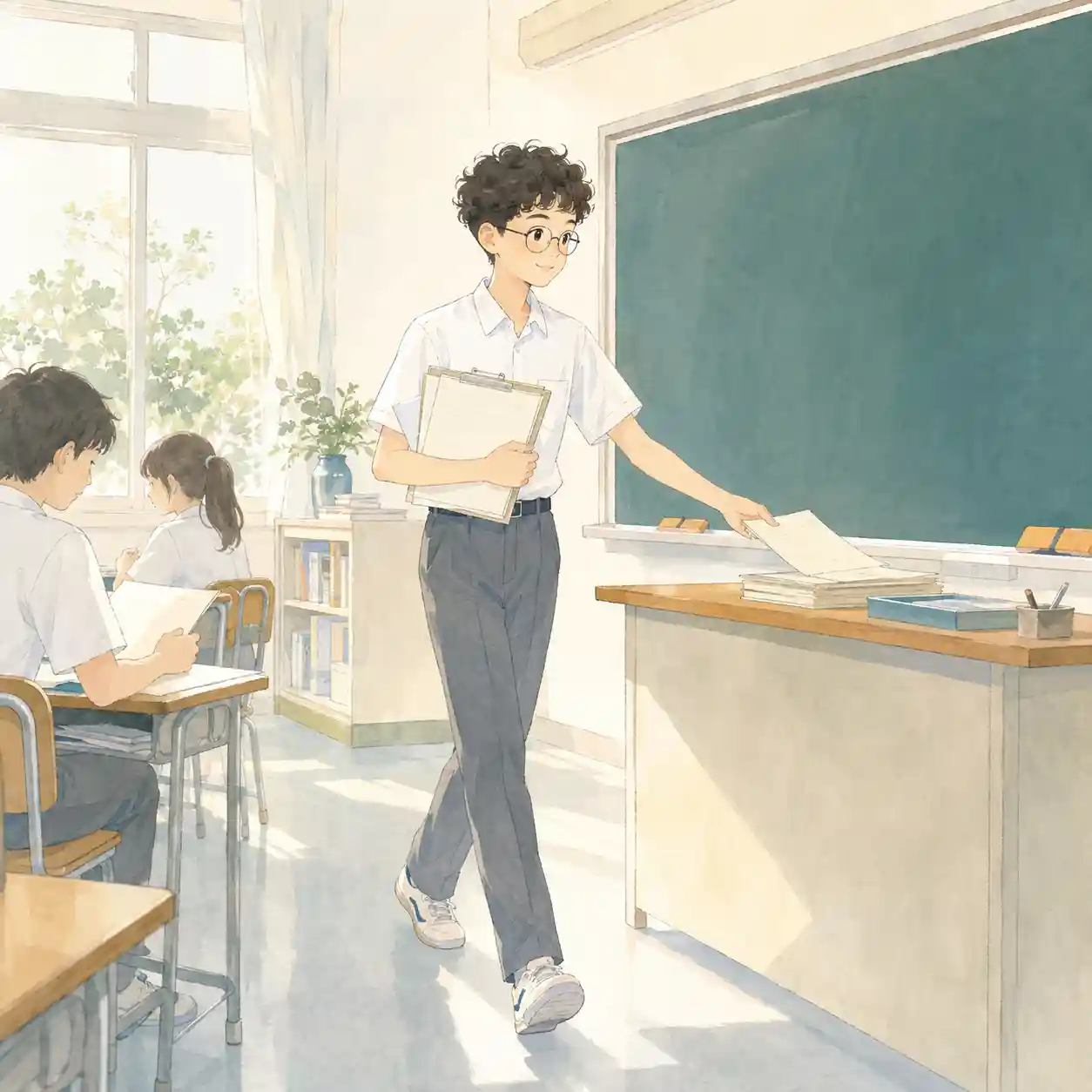 学級委員になりテキパキ仕事する男子