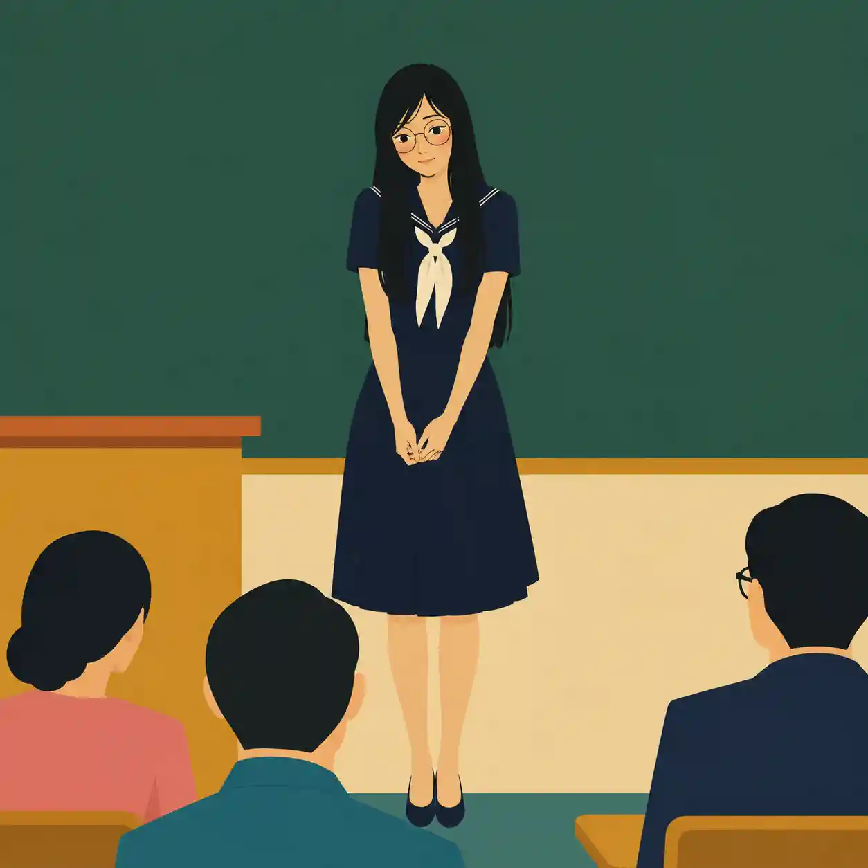 人前で話すことが苦手な女子