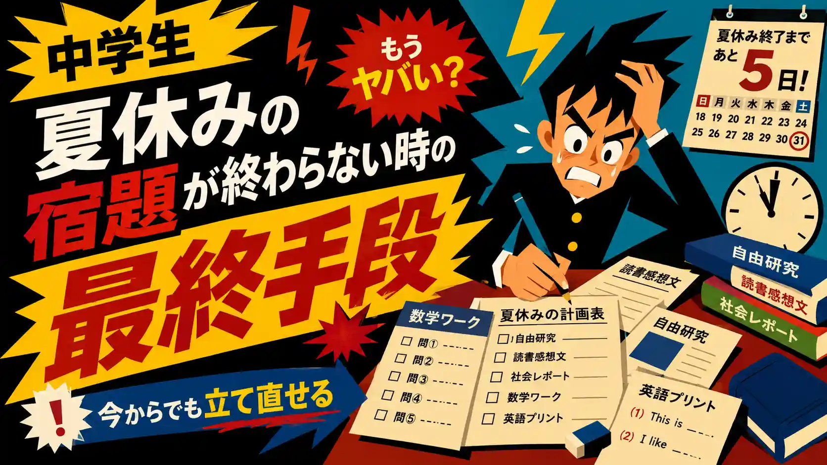 夏休みの宿題が終わらないときの対処法