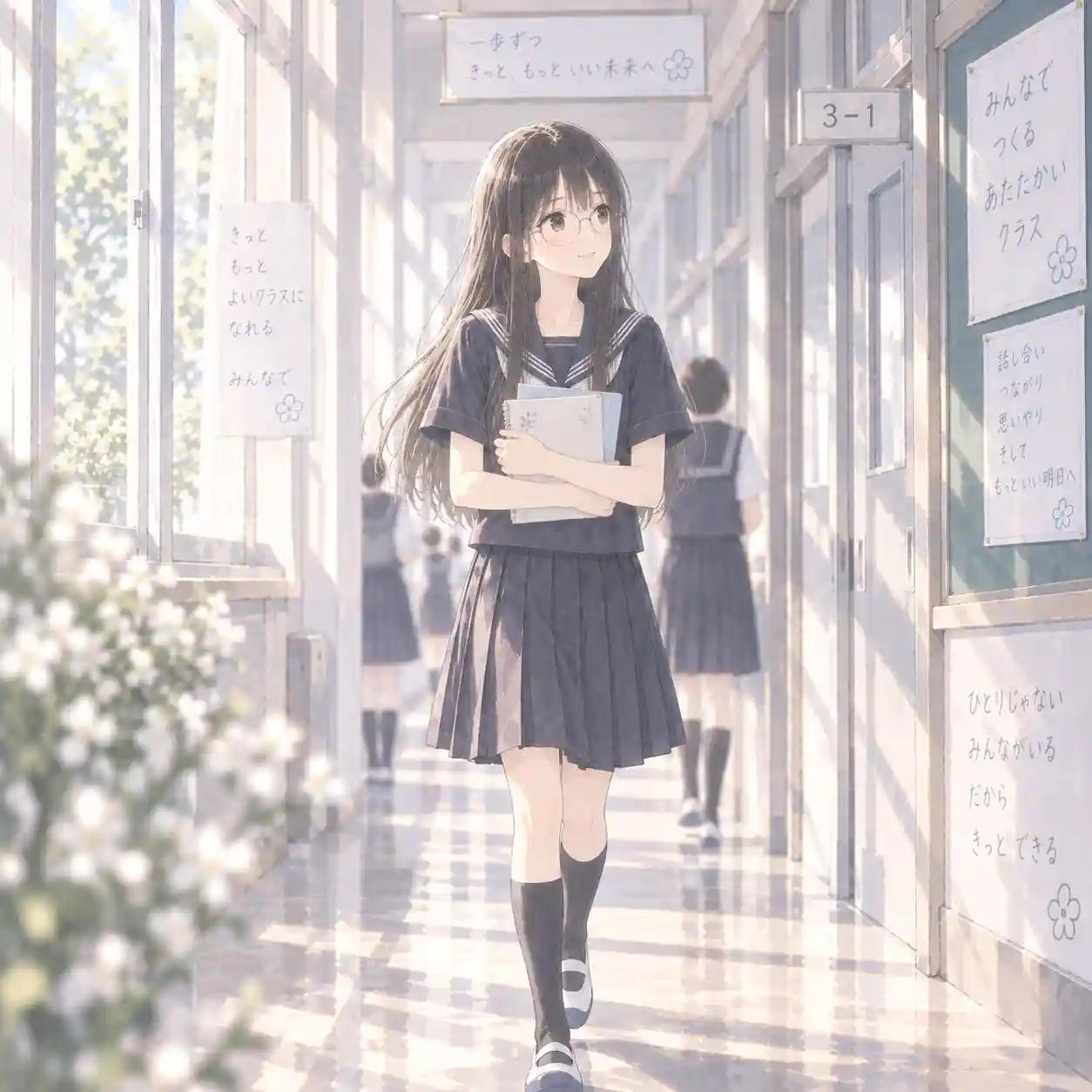 学級委員として前向きに学校生活を送る中学生の女子